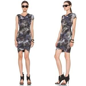 Helmut Lang Micro Modal Oxide Print Star Knee Length Dress Gray Women's Size S